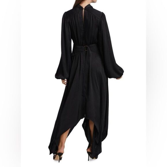 🔥ACLER luxury brand black Kerrison Draped Jersey long sleeve Maxi Dress size 2 - Picture 2 of 13